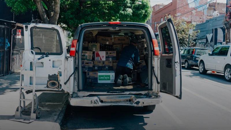 opened white van