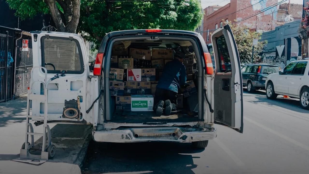 opened white van