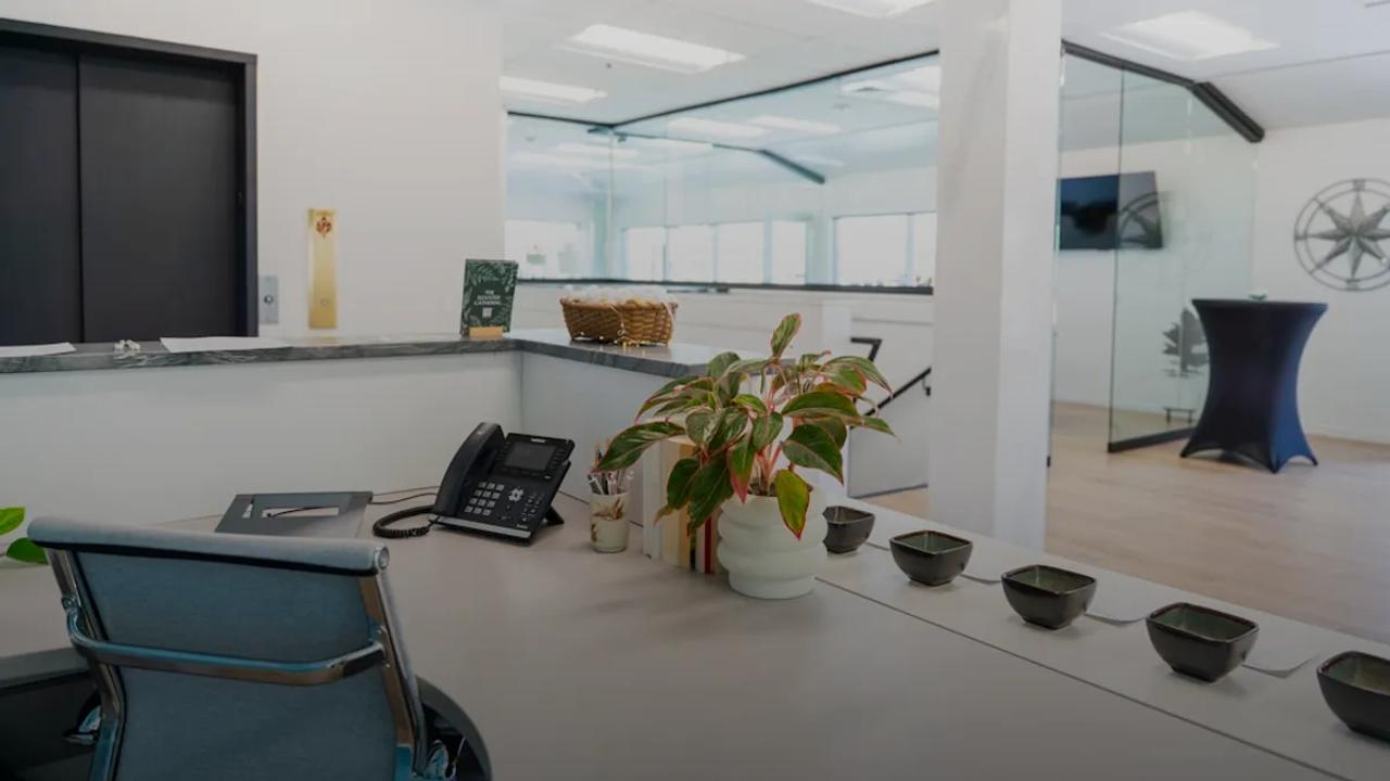 A modern office space with stylish decor.