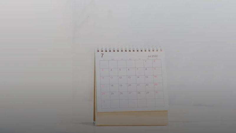 a calendar sitting on top of a table
