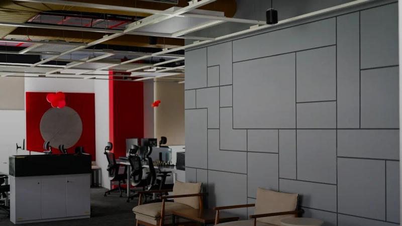 Modern office interior with chairs and desks